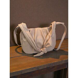 Banana Republic Womens Beige Pleated Shoulder Bag Synthetic Leather & Polyester